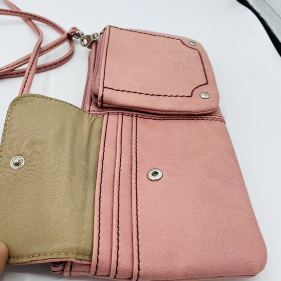RELIC by Fossil Mini Purse Crossbody Pink Faux Leather Convertible Wristlet Bag - Picture 4 of 7